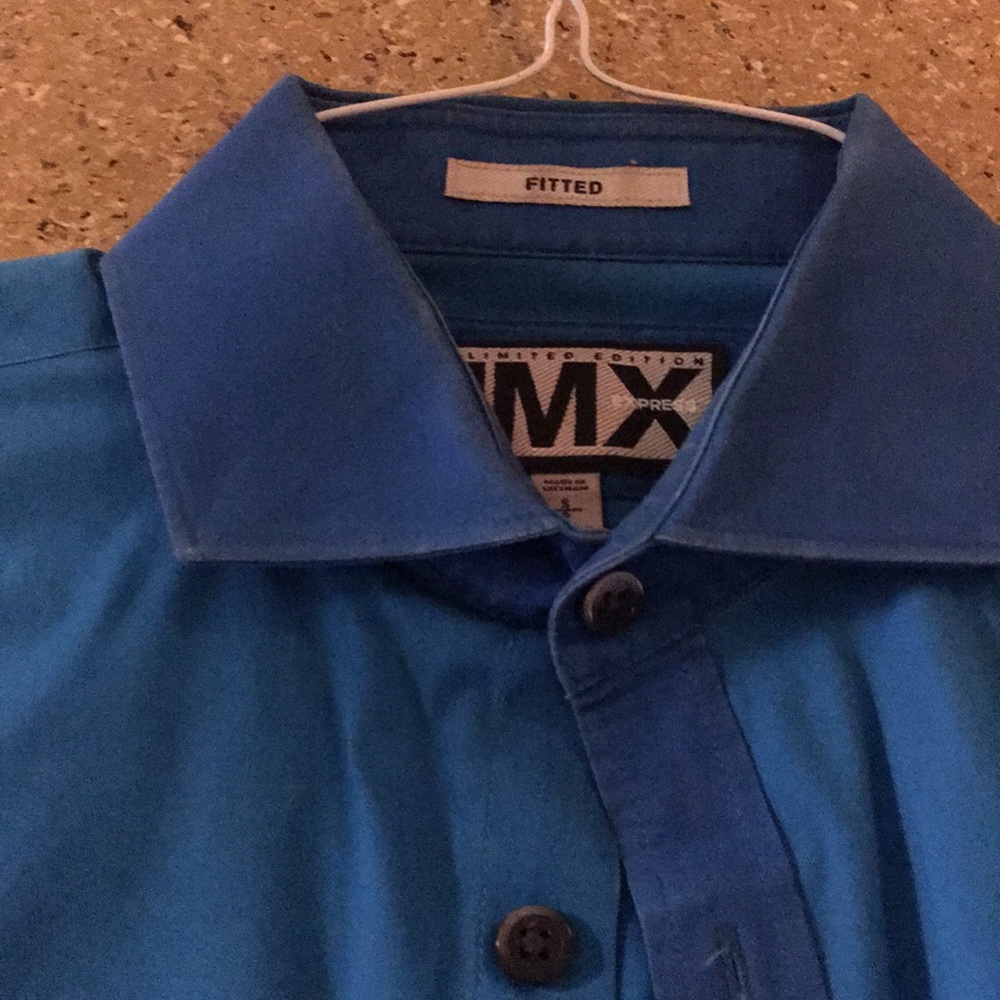 Express Multi Blue Long Sleeve Fitted